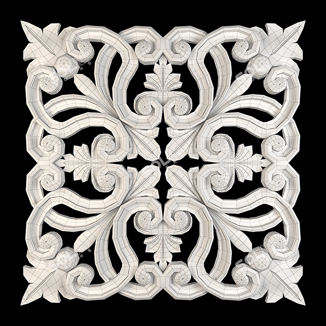 Elegant Rosette Wall Decor 3D model image 5