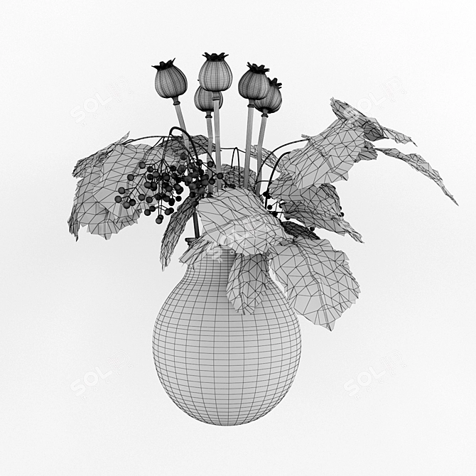 Cherry Blossom Poppy Bouquet 3D model image 2