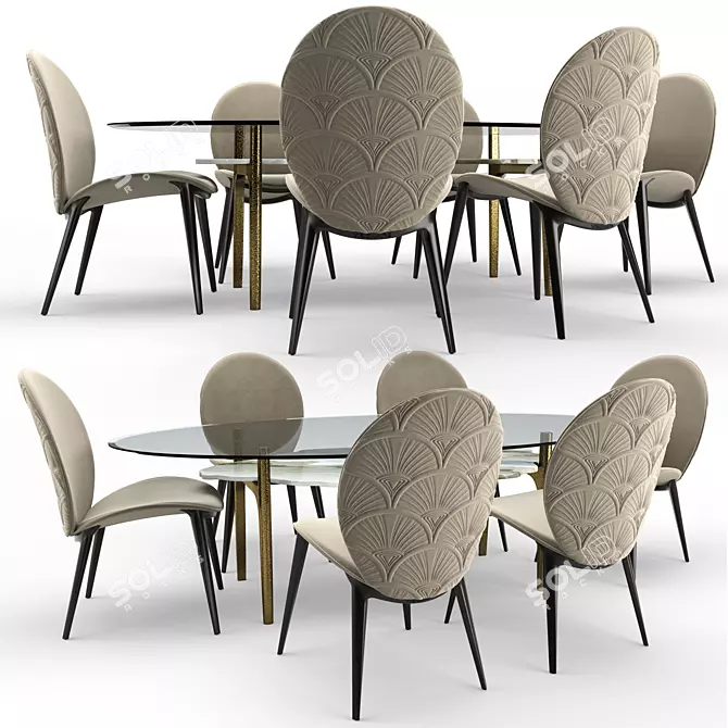 Arkady Dining Table: Organic Elegance 3D model image 1