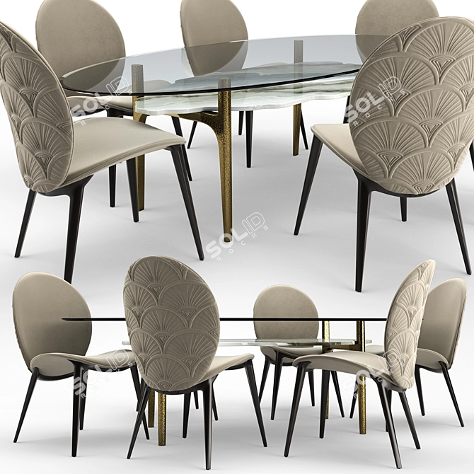 Arkady Dining Table: Organic Elegance 3D model image 2