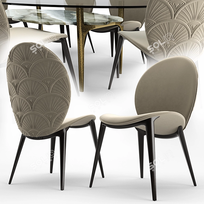 Arkady Dining Table: Organic Elegance 3D model image 3