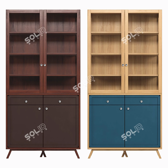 Title: Cube Sideboard, Natural Oak, Blue 3D model image 1