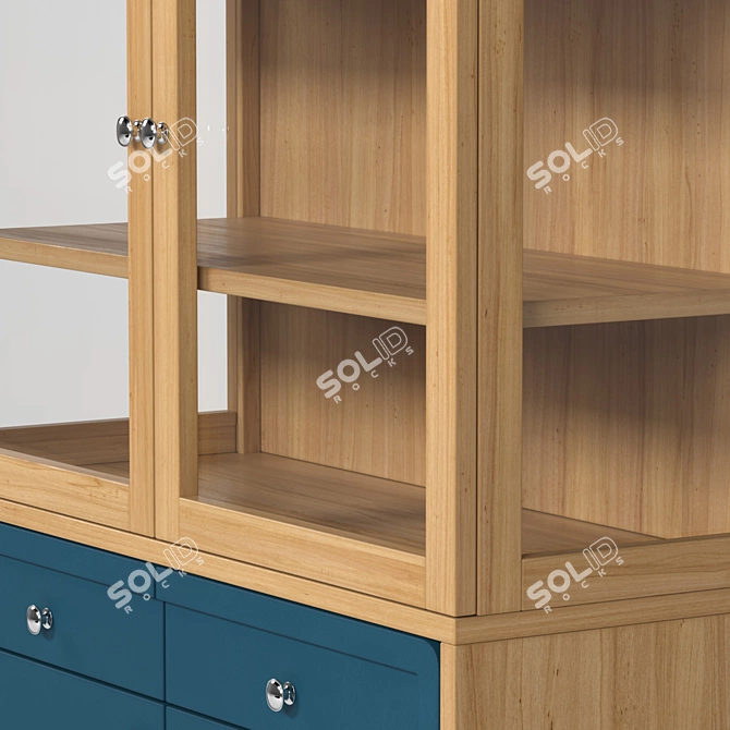 Title: Cube Sideboard, Natural Oak, Blue 3D model image 3