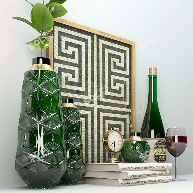 Elegant Decor Set: Flowers, Books, Frames & More 3D model image 7