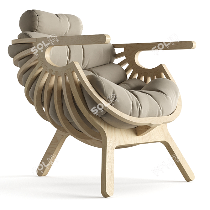 Ergonomic Shell Armchair: Natural Comfort 3D model image 1