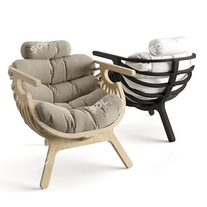 Ergonomic Shell Armchair: Natural Comfort 3D model image 2