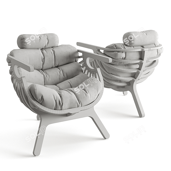 Ergonomic Shell Armchair: Natural Comfort 3D model image 3