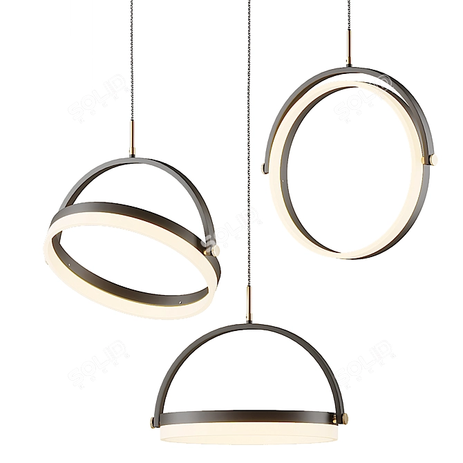 Modern Brushed Brass Pendant: Franz 3D model image 1