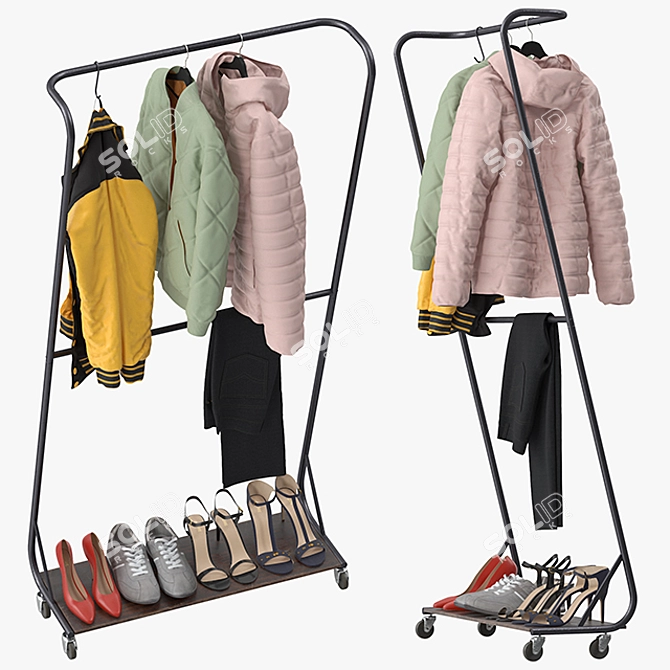 Modern Minimalist Clothing Rack 3D model image 2