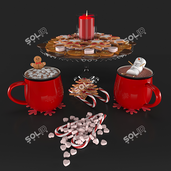 Gourmet Cocoa Set with Smooth Finish 3D model image 1