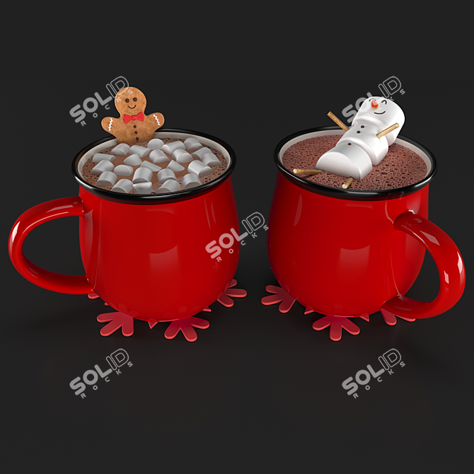 Gourmet Cocoa Set with Smooth Finish 3D model image 2