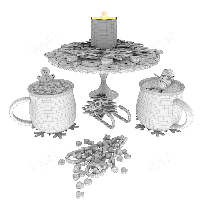 Gourmet Cocoa Set with Smooth Finish 3D model image 4