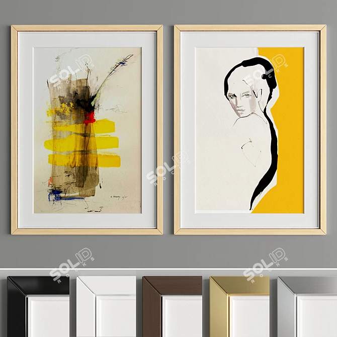 Modern Art Frame A20: 2 Frames, 6 Materials, 50 * 70 cm 3D model image 3