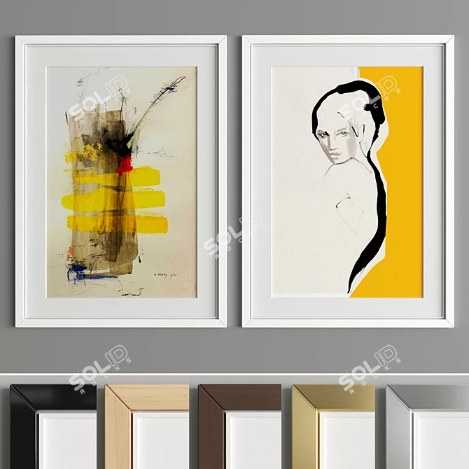 Modern Art Frame A20: 2 Frames, 6 Materials, 50 * 70 cm 3D model image 5