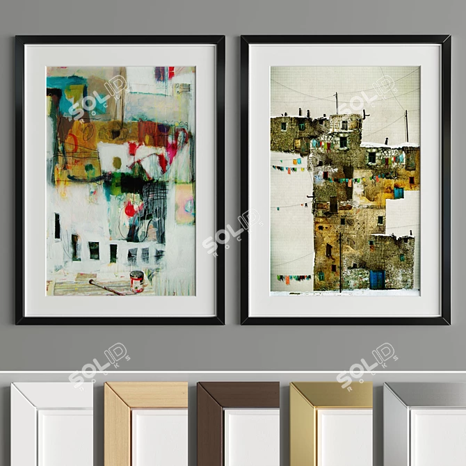 Modern Art Frame Set: A21 | 4 Woods & 2 Metals 3D model image 2