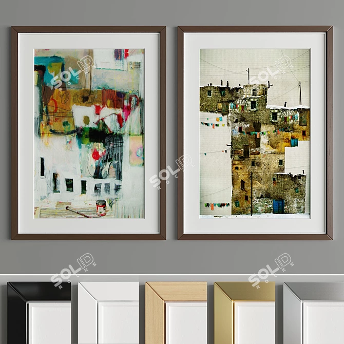 Modern Art Frame Set: A21 | 4 Woods & 2 Metals 3D model image 4