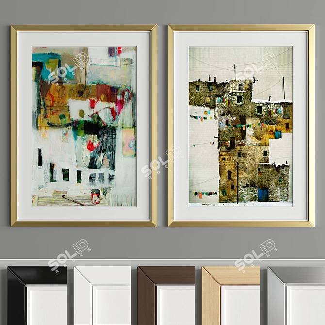 Modern Art Frame Set: A21 | 4 Woods & 2 Metals 3D model image 5