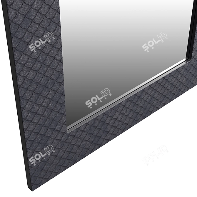 Graphite Rectangular Mirror 3D model image 2