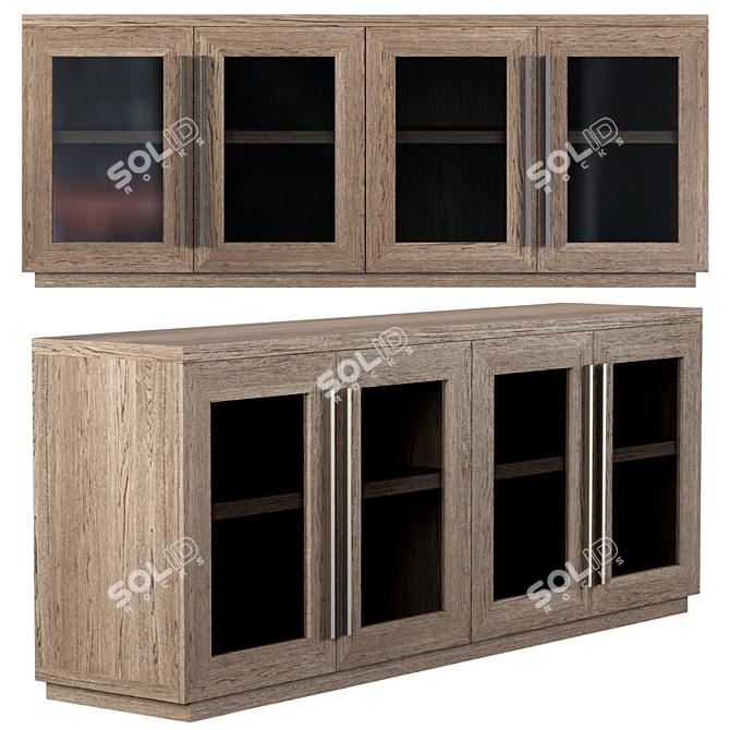 Sleek Glass 4-Door Sideboard 3D model image 1