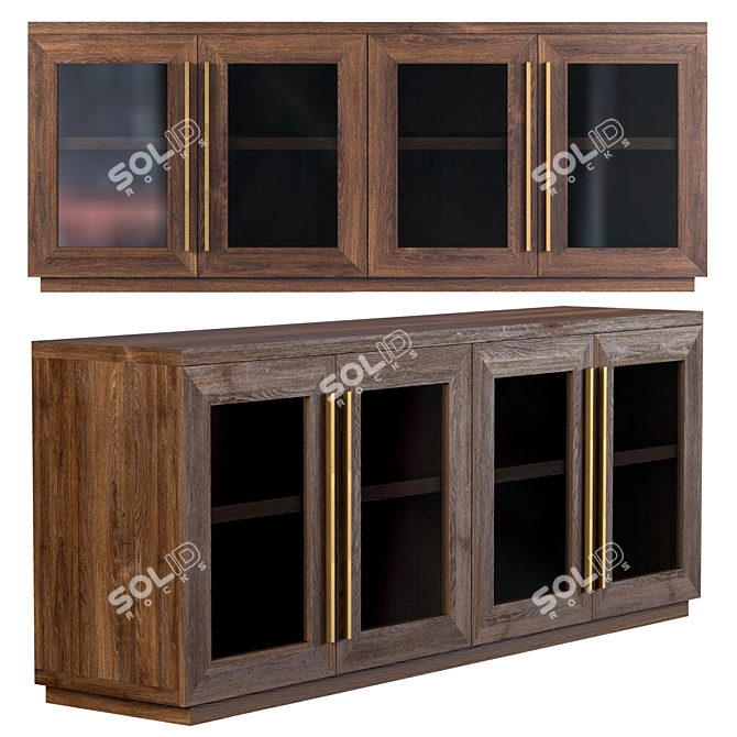 Sleek Glass 4-Door Sideboard 3D model image 3