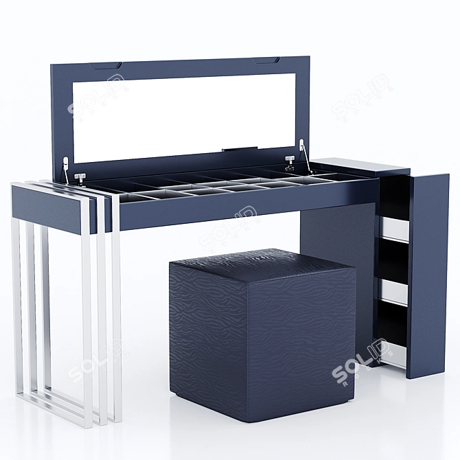 Elegant Vanity Set with Ottoman - Franco Furniture 3D model image 4