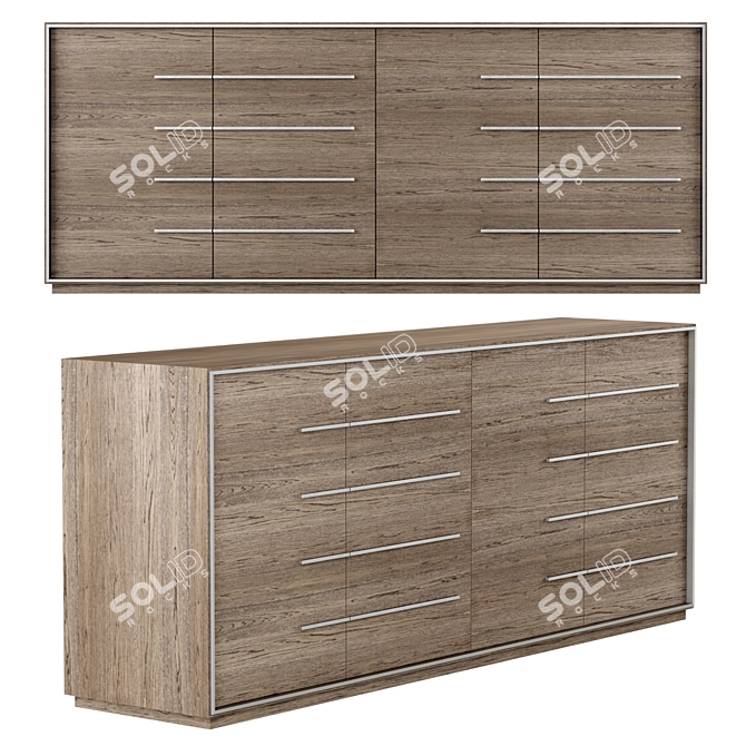 Modern Calvin Panel 4-Door Sideboard 3D model image 1