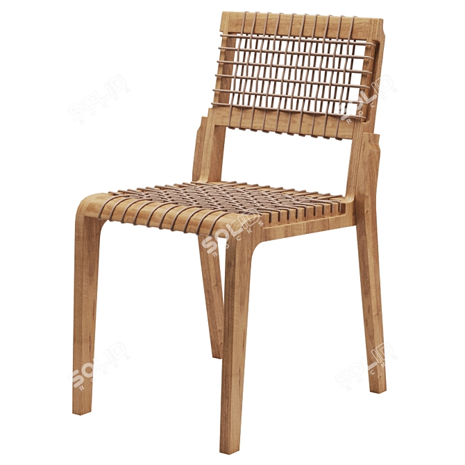 Unopiu Synthesis Teak Chair 3D model image 1