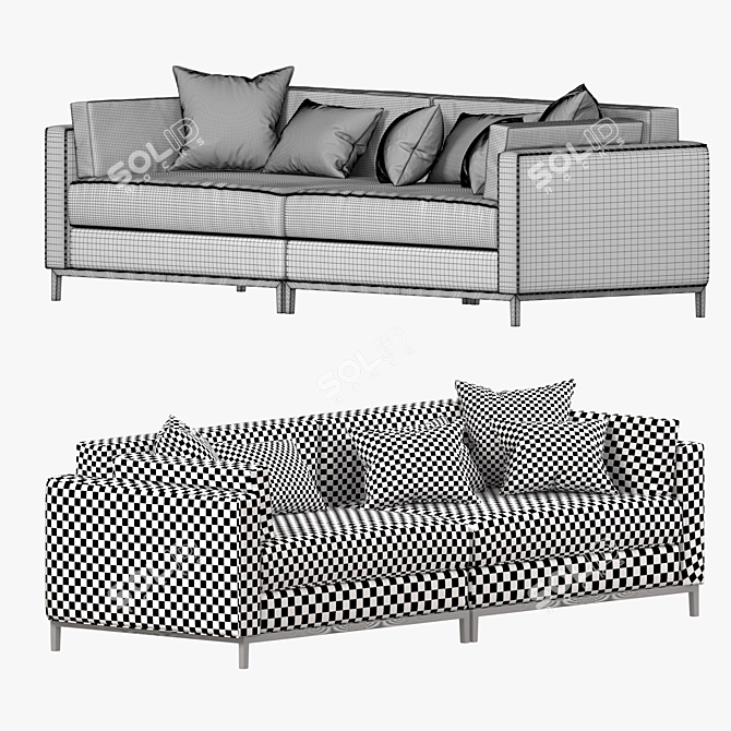 Modern 3-Seater Sofa - 260cm 3D model image 2