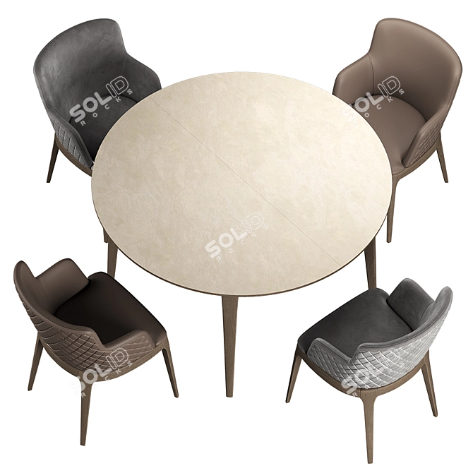 Designer Folding Chair and Table 3D model image 4