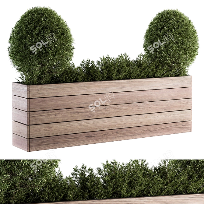 Rustic Wood Plant Set for Outdoors 3D model image 1