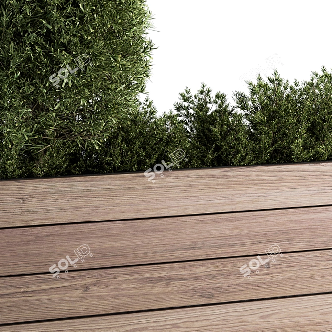 Rustic Wood Plant Set for Outdoors 3D model image 2