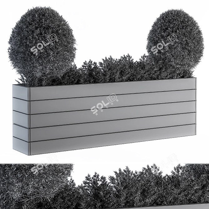 Rustic Wood Plant Set for Outdoors 3D model image 4