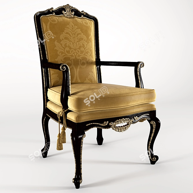 Elegant Beech Wood Armchair 3D model image 1