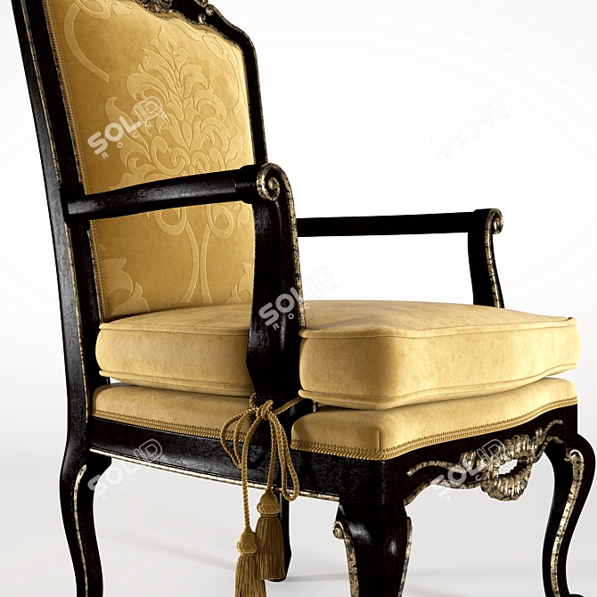 Elegant Beech Wood Armchair 3D model image 2