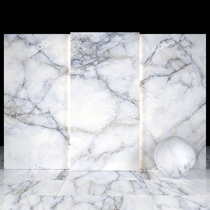 Elegant White Crystal Marble Slabs 3D model image 1