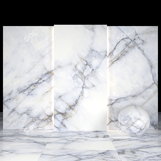 Elegant White Crystal Marble Slabs 3D model image 2