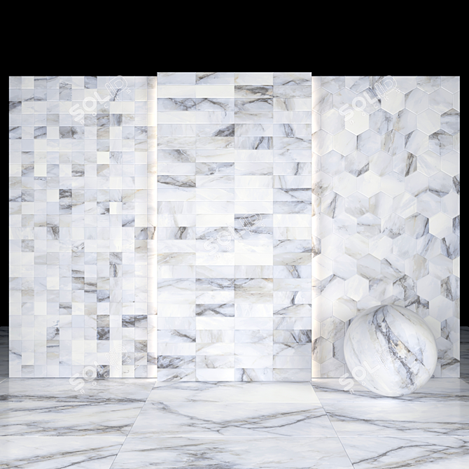 Elegant White Crystal Marble Slabs 3D model image 3