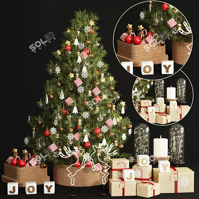 Festive Christmas Decorative Tree 3D model image 1