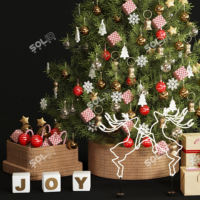 Festive Christmas Decorative Tree 3D model image 3