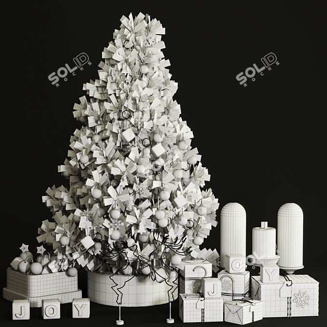 Festive Christmas Decorative Tree 3D model image 5