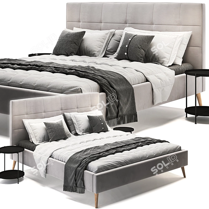 Elegant Highbury Grey Bed 3D model image 1