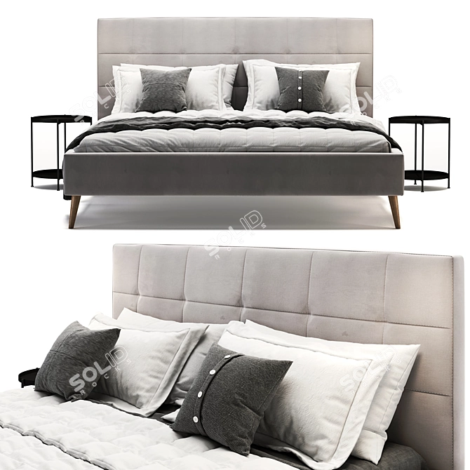 Elegant Highbury Grey Bed 3D model image 2