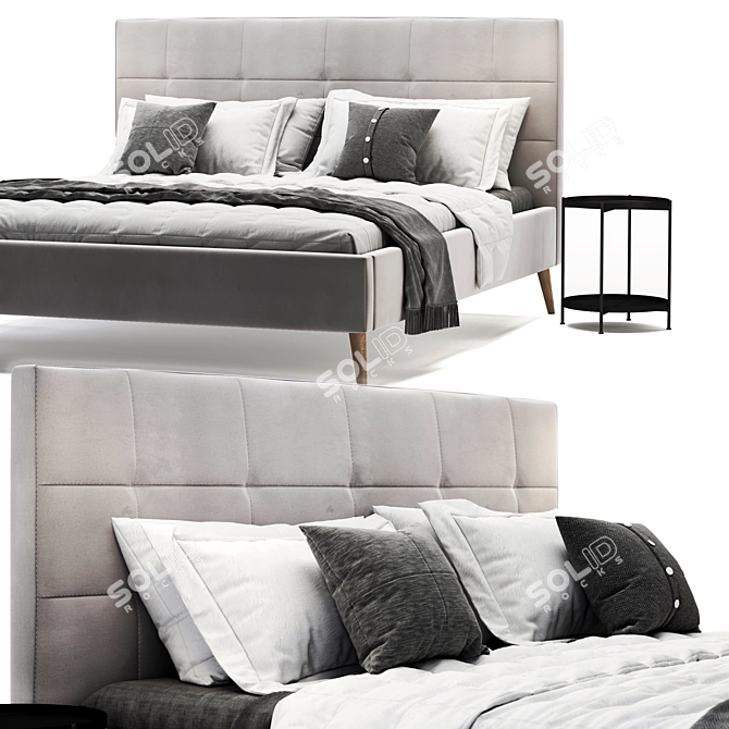 Elegant Highbury Grey Bed 3D model image 3