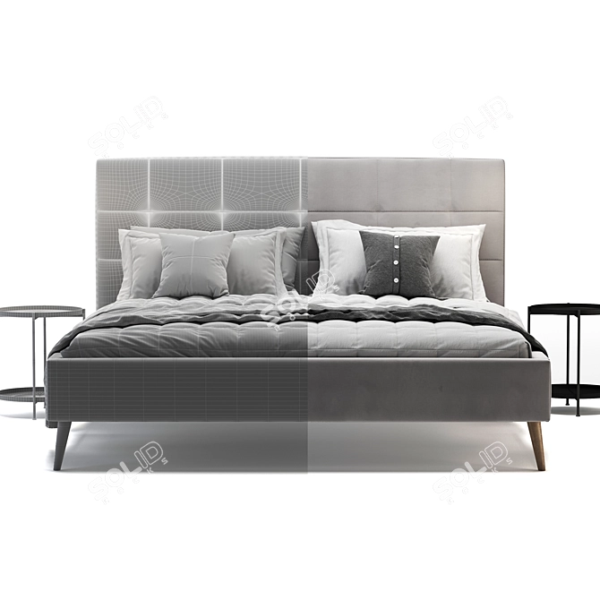 Elegant Highbury Grey Bed 3D model image 4