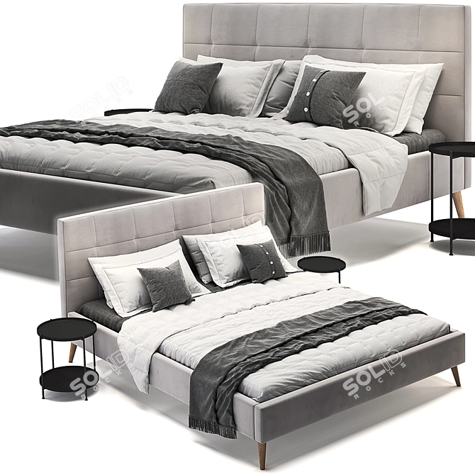 Elegant Highbury Grey Bed 3D model image 5