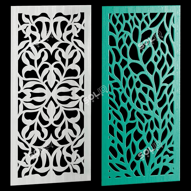 Decorative Carved Panels Set 3D model image 2