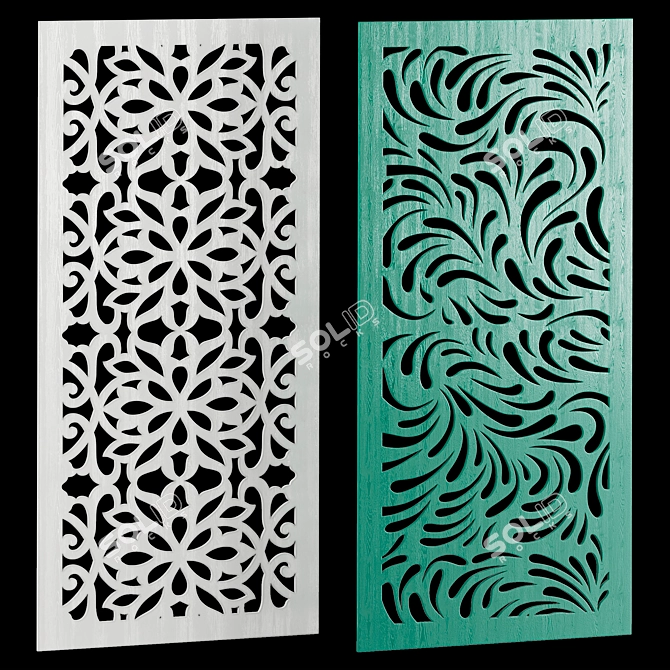 Decorative Carved Panels Set 3D model image 3