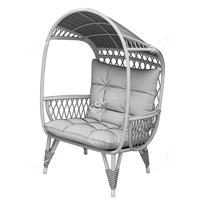 Molly Outdoor Basket Chair: Handmade Wicker & Metal Frame 3D model image 4