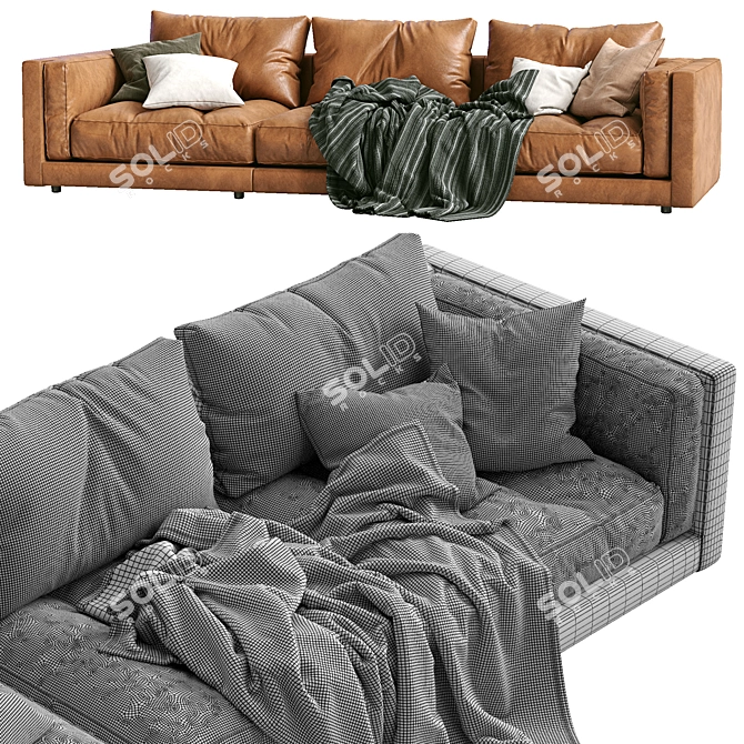 Luxury Flexform Leather Sofa LUCIEN 3D model image 5