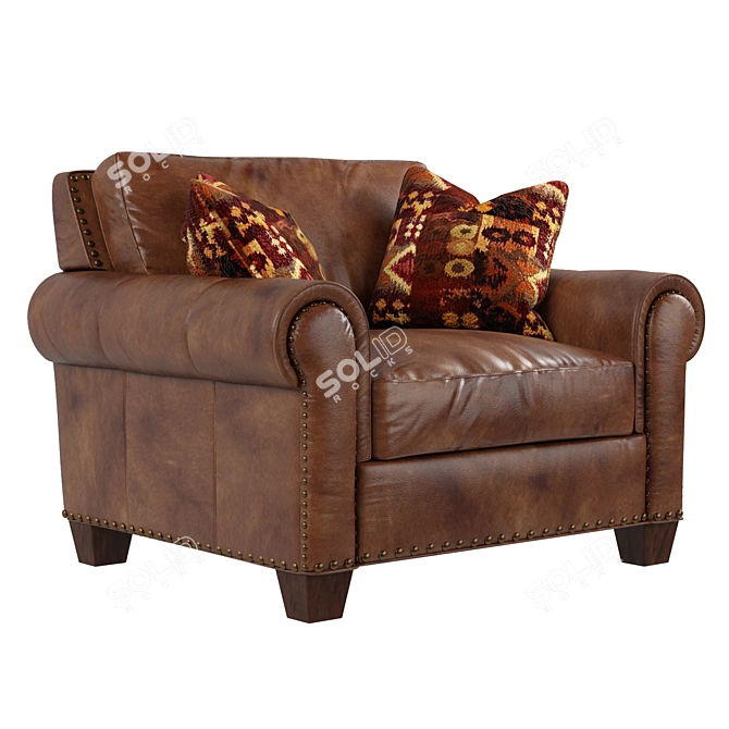 Silverado Caramel Brown Leather Chair 3D model image 2